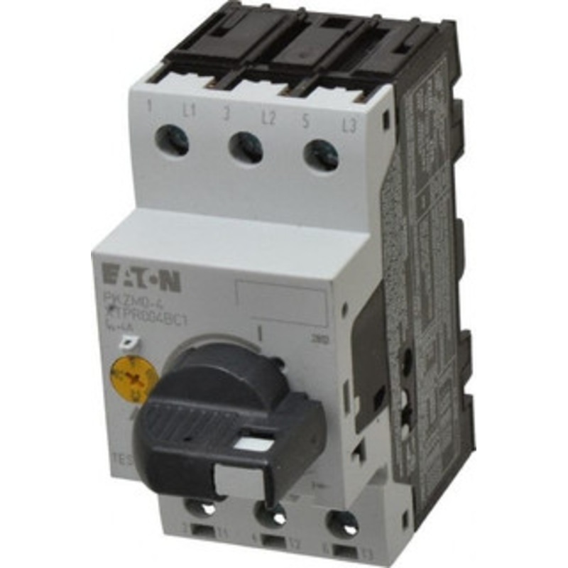 Eaton Cutler-Hammer 4 Amp, IEC, Open Pushbutton Manual Motor Starter 45mm Wide x 94mm Deep x 3.6667 High, 2 hp at 480 V, 3 hp at 600 V, 3/4 hp at 200V & 3/4 hp at 240 V, CE Approved, CSA Certified, DIN VDE, EN/IEC, UL 508 XTPR004BC1 - 08805723