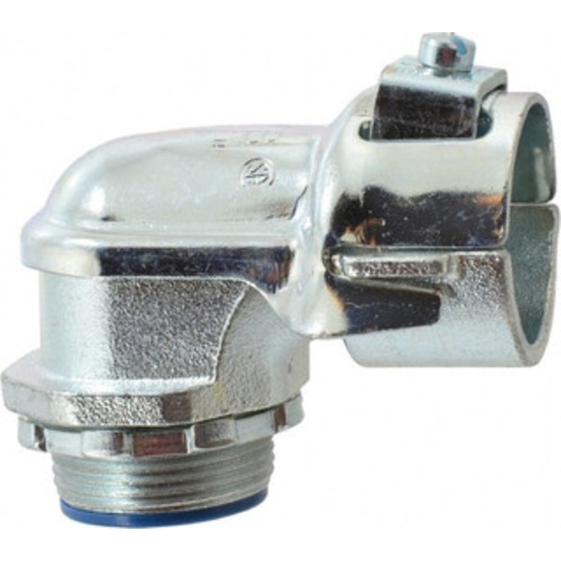 Thomas & Betts 1-1/4 Trade FMC Conduit Connector Malleable Iron, Insulated, Angled Connector, Set Screw Connection 3138 - 54057989