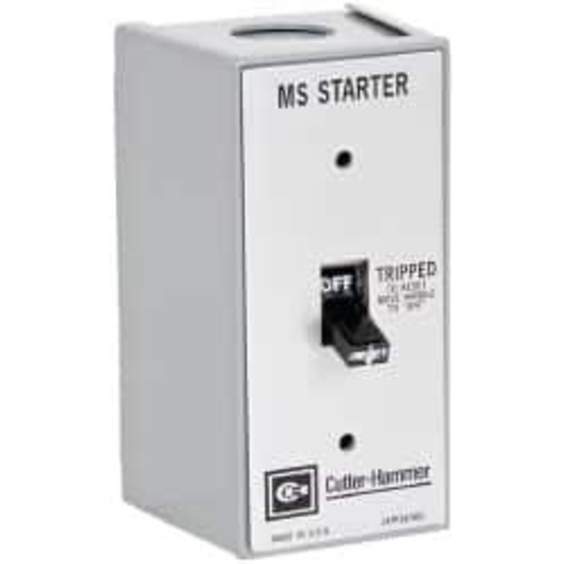 Eaton Cutler-Hammer 1 Pole, 0.4 to 16 Amp, NEMA, Enclosed Toggle Manual Motor Starter 60.5mm Wide x 71.9mm Deep x 105.7mm High, 1 hp at 120/240 V, 1 hp at 277 V, 1/4 hp at 120/240 V & 1/4 hp at 32 V, CSA Certified, NEMA 1 MST01SN - 01259688