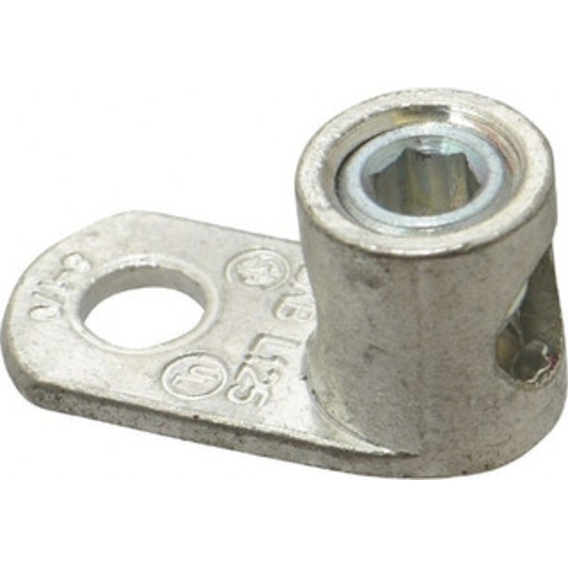 Thomas & Betts 8-1/0 AWG Noninsulated Lug Connection D Shaped Ring Terminal 3/8 Stud, 1-1/2 OAL x 47/64 Wide, Tin Plated Copper Contact L125P - 54056023