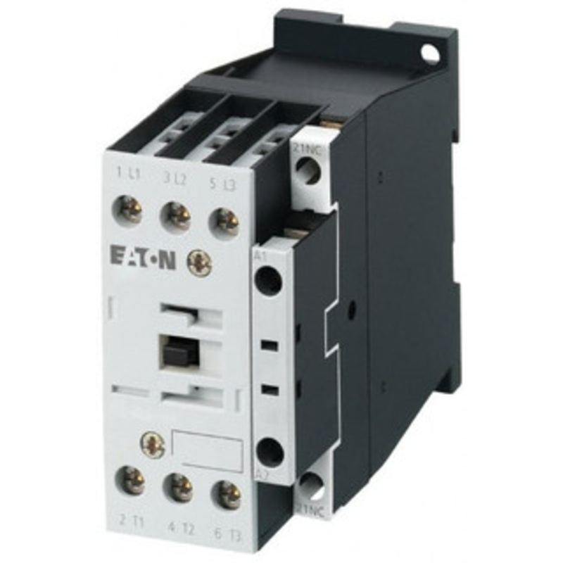 Eaton Cutler-Hammer 3 Pole, 24 Coil VAC, 18 Amp, Nonreversible Open Enclosure IEC Contactor 1 Phase hp: 2 at 115 V, 2 at 200 V, 3 at 230 V, 3 Phase hp: 10 at 460 V, 15 at 575 V, 5 at 200 V, 5 at 230 V XTCE018C10T - 08804759