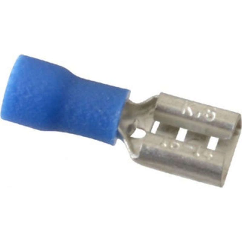 Thomas & Betts 16 to 14 AWG Fully Insulated Female Wire Disconnect 1/4 Tab, Blue, RoHS Compliant, UL 94 V-0 TV14-250FD-XV - 68887157