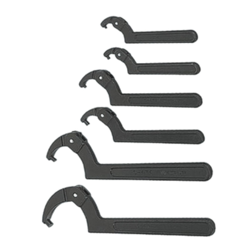 Williams 6 Piece Adjustable Pin Spanner Wrench Set, 3/4 - 6-1/4 Capacity, 5-3/8 - 9-7/8 Length - WS-476