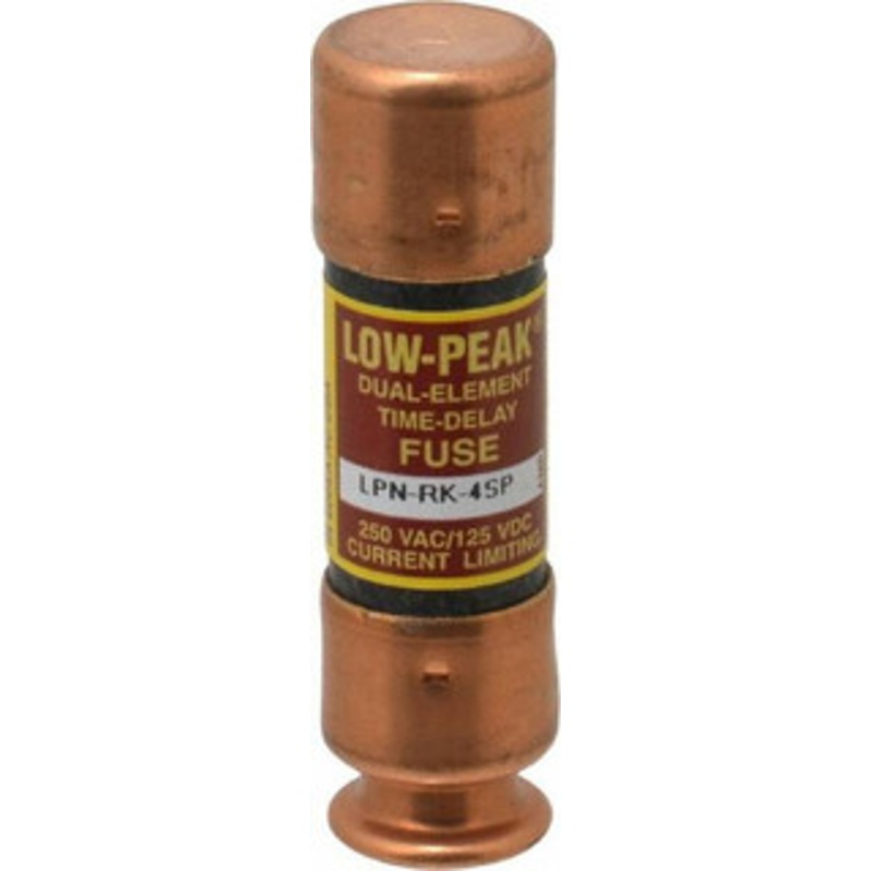 Bussmann 125 VDC, 250 VAC, 4 Amp, Time Delay General Purpose Fuse Fuse Holder Mount, 50.8mm OAL, 100 at DC, 300 at AC (RMS) kA Rating, 9/16 Diam LPN-RK-4SP - 74874702