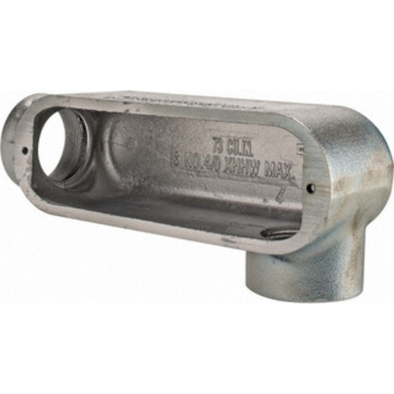 Crouse-Hinds Form 5, LL Body, 2 Trade, Rigid Malleable Iron Conduit Body Oval, 10-1/2 OAL, 68 cc Capacity, Gray LL200M - 04506424