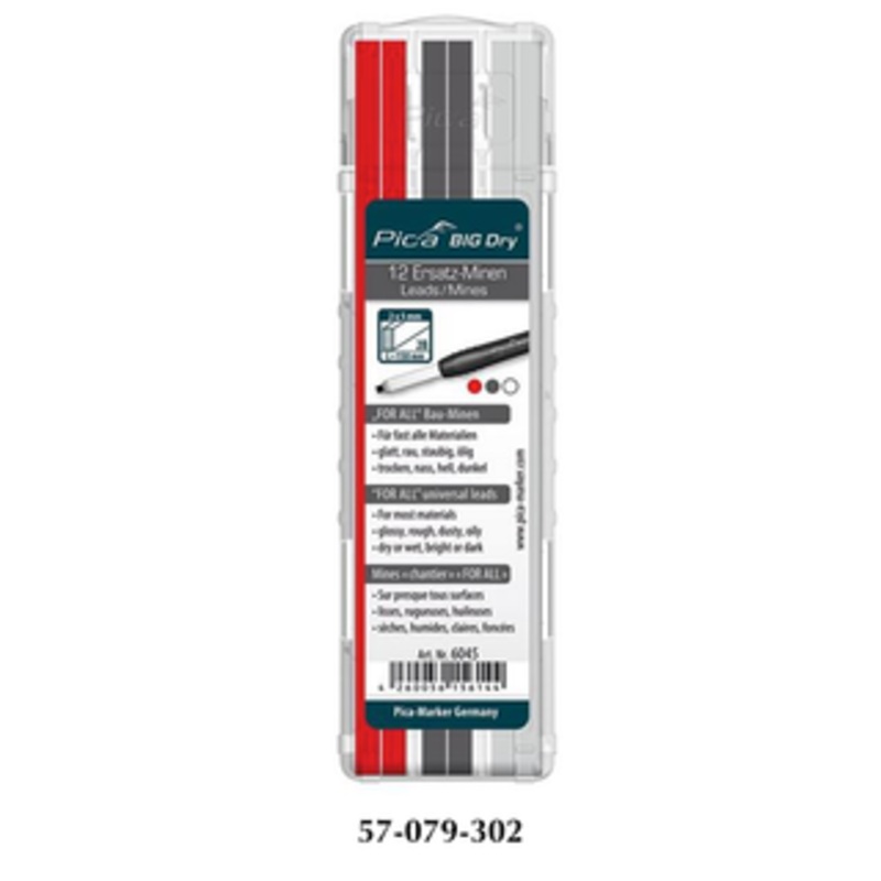 Pica BIG DRY Universal 4 Graphite, 4 White & 4 Red Leads Refill Pack 6045/SB
