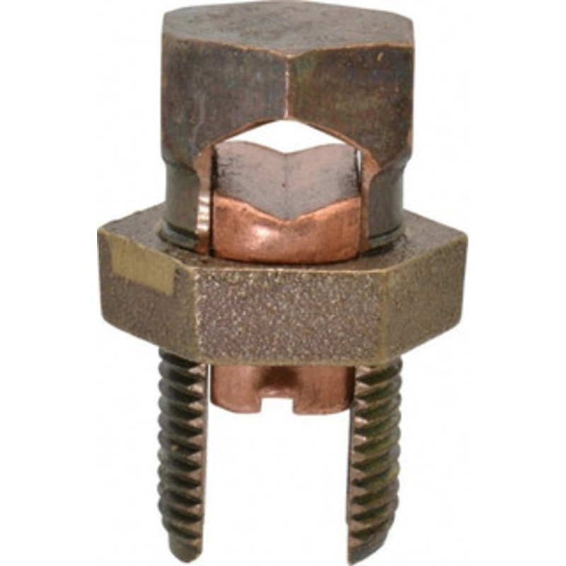 Thomas & Betts 2 to 4/0 AWG, Copper Wire Compatible, Copper Alloy, Hex Split Bolt Connector 2-5/32 OAL, 1 Head Width, 1-1/16 Base Width 30H - 54057591