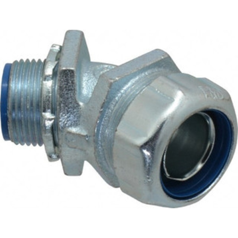 Thomas & Betts 3/4 Trade Liquidtight Conduit Connector Malleable Iron, Insulated, Angled Connector, Threaded Connection 5343 - 54058607