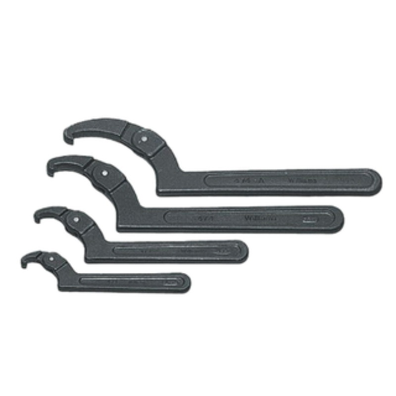 Williams 4 Piece Adjustable Hook Spanner Wrench Set, 3/4 - 8-3/4 Capacity, 5-3/8 - 17-1/2 Length - WS-474