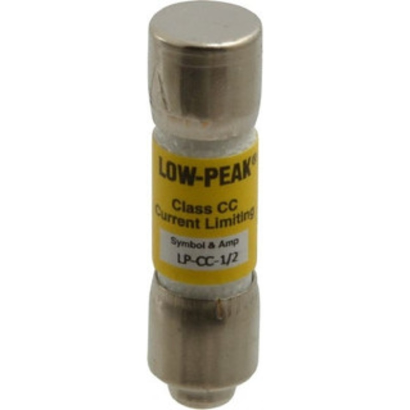 Bussmann 300 VDC, 600 VAC, 0.5 Amp, Time Delay General Purpose Fuse Fuse Holder Mount, 1-1/2 OAL, 20 at DC, 200 at AC (RMS) kA Rating, 13/32 Diam LP-CC-1/2 - 74760570