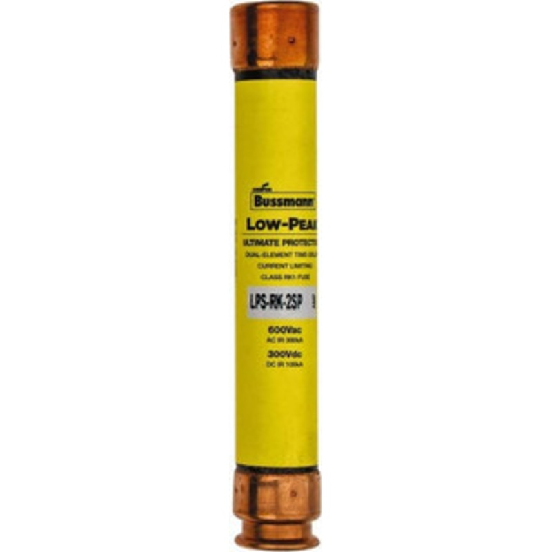 Bussmann 300 VDC, 600 VAC, 2 Amp, Time Delay General Purpose Fuse Fuse Holder Mount, 127mm OAL, 100 at DC, 300 at AC (RMS) kA Rating, 13/16 Diam LPS-RK-2SP - 74875113