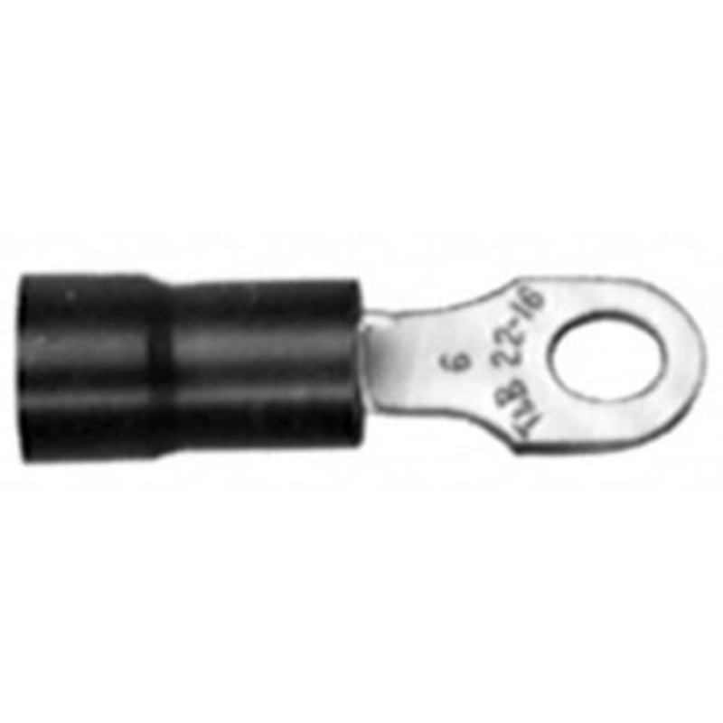 Thomas & Betts 22-16 AWG Partially Insulated Crimp Connection D Shaped Ring Terminal 3/8 Stud, 1.24 OAL x 0.54 Wide, Tin Plated Copper Contact 18RA-38 - 54063813