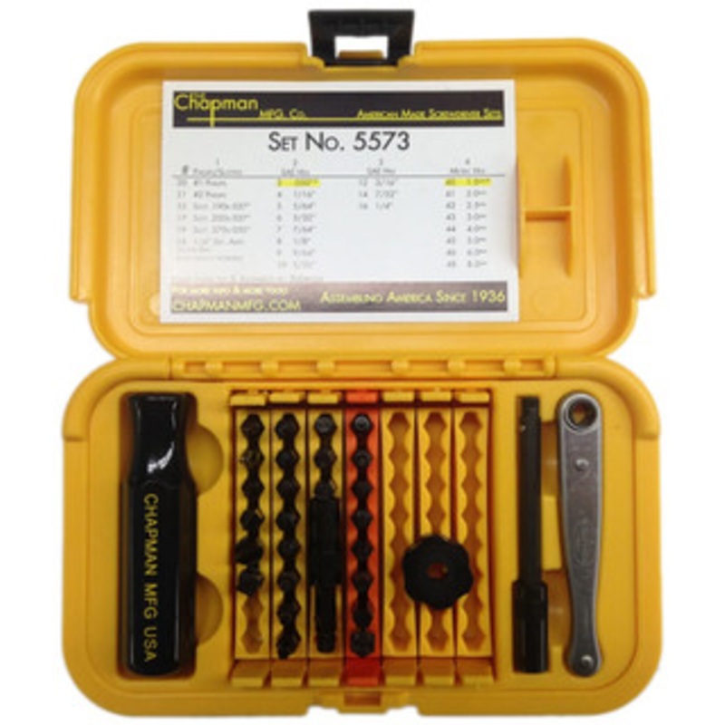 Chapman Deluxe Standard + Metric Allen Hex Screwdriver Set - 5573
