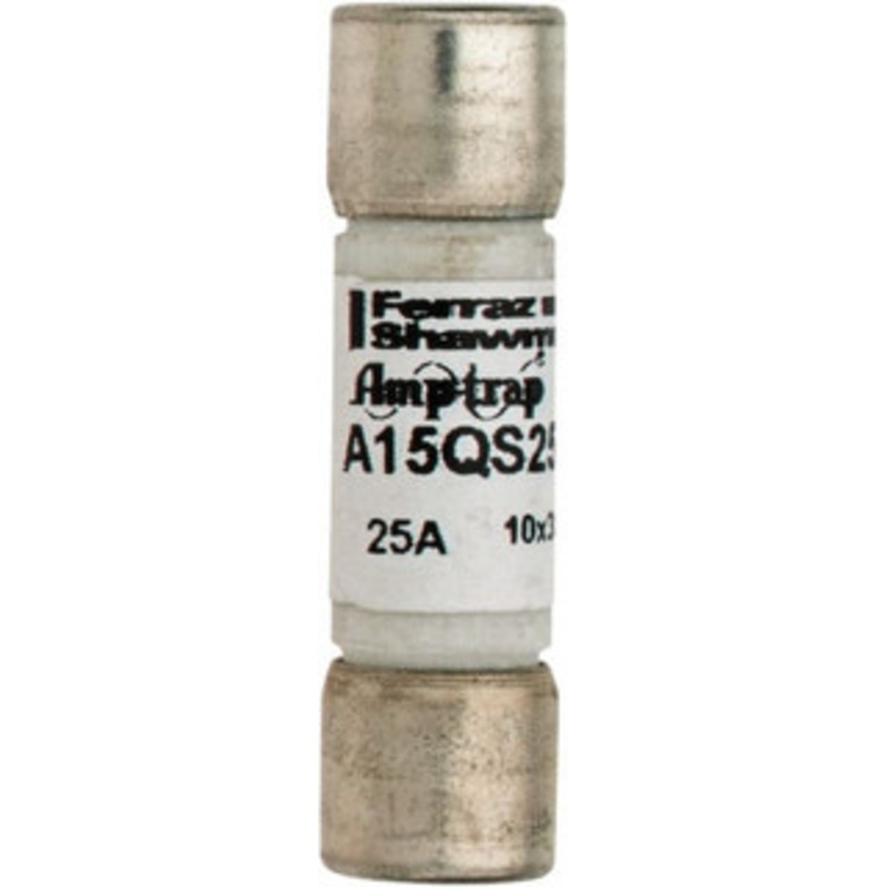 Ferraz Shawmut 150 VAC/VDC, 25 Amp, Fast-Acting Semiconductor/High Speed Fuse Clip Mount, 1-1/2 OAL, 100 at AC, 50 at DC kA Rating, 13/32 Diam A15QS25-2 - 02659035