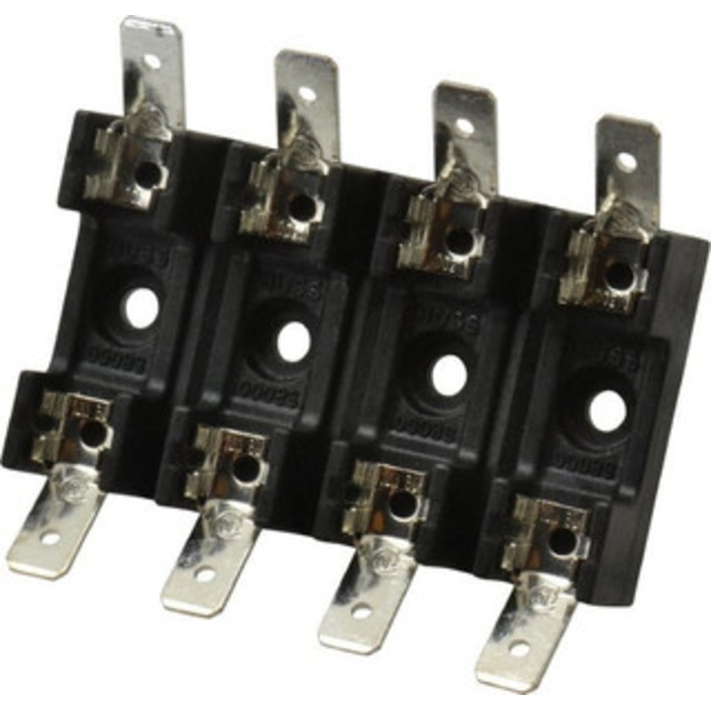 Bussmann 4 Pole, 300 VAC/VDC, 30 Amp, Bolt-in Fuse Block 1/4 Inch Diameter x 1-1/4 Inch Fuse Length, 2 Inch Long x 2-3/8 Inch Wide x 14.3mm High Block, 266F S-8202-4 - 75382499