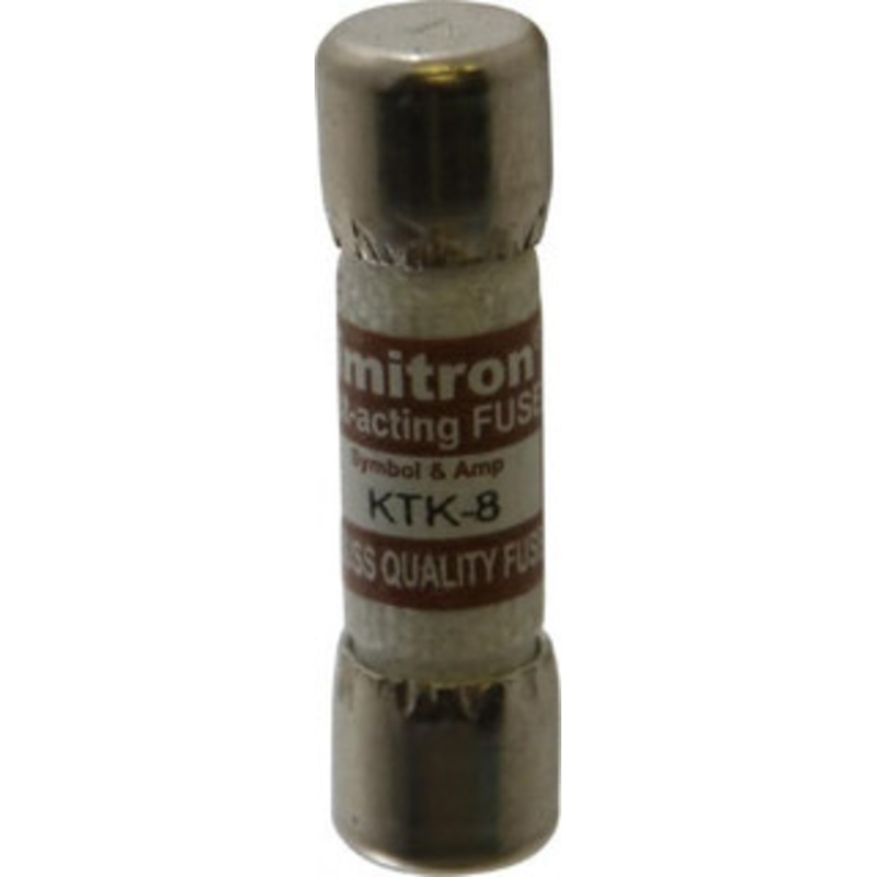 Bussmann 600 VAC, 8 Amp, Fast-Acting General Purpose Fuse Fuse Holder Mount, 1-1/2 OAL, 100 at AC kA Rating, 13/32 Diam KTK-8 - 74974114