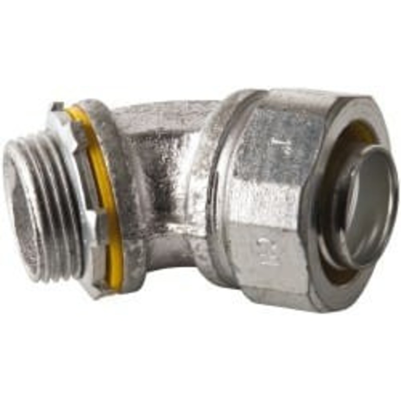 Crouse-Hinds 1 Trade Liquidtight Conduit Connector Malleable Iron, Noninsulated, Angled Connector, Threaded Connection LT10045 - 04913539