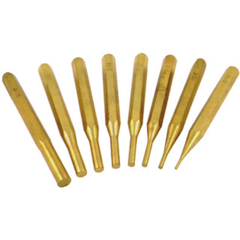 Precise 8 Piece Brass Drive Pin Punch Set - 8600-4110