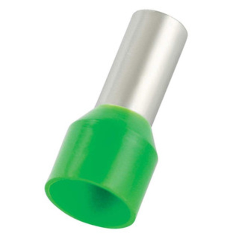 Value Collection Electrical Wire Ferrules, Insulation Type: Partially Insulated, Connection Type: Crimp, Compatible Wire Size (AWG): 6, Compatible Wire Size (sq mm): 16 (mm), Pin Length (Inch): 0.472, Pin Length (mm): 12 E16-12-GREEN - 14735799
