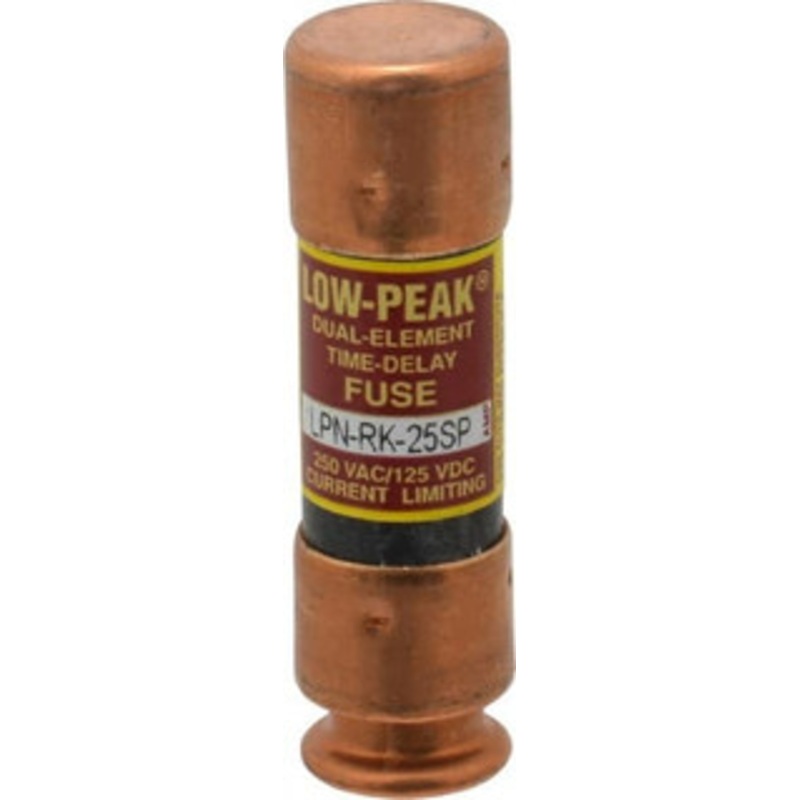 Bussmann 125 VDC, 250 VAC, 25 Amp, Time Delay General Purpose Fuse Bolt-on Mount, 50.8mm OAL, 100 at DC, 300 at AC (RMS) kA Rating, 9/16 Diam LPN-RK-25SP - 74874587