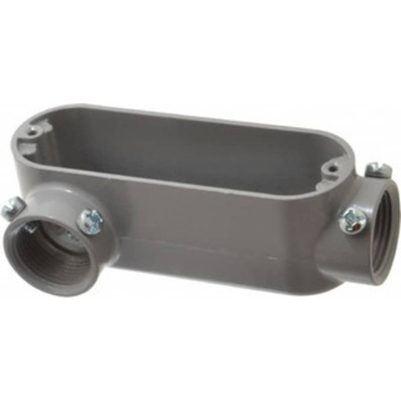Crouse-Hinds Form 5, LR Body, 1 Trade, EMT, IMC, Rigid Aluminum Conduit Body Rectangle, 5.94 OAL, 12.2 cc Capacity, Gray LR35 MT - 04507240