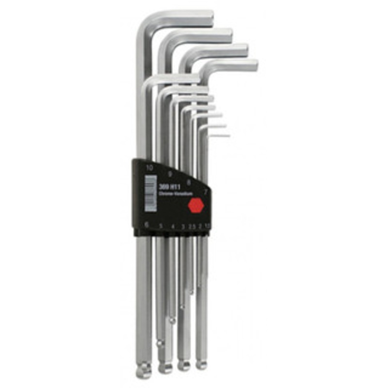 Wiha Ball End Hex L-Key Chrome Metric 11 Piece Set - 66998