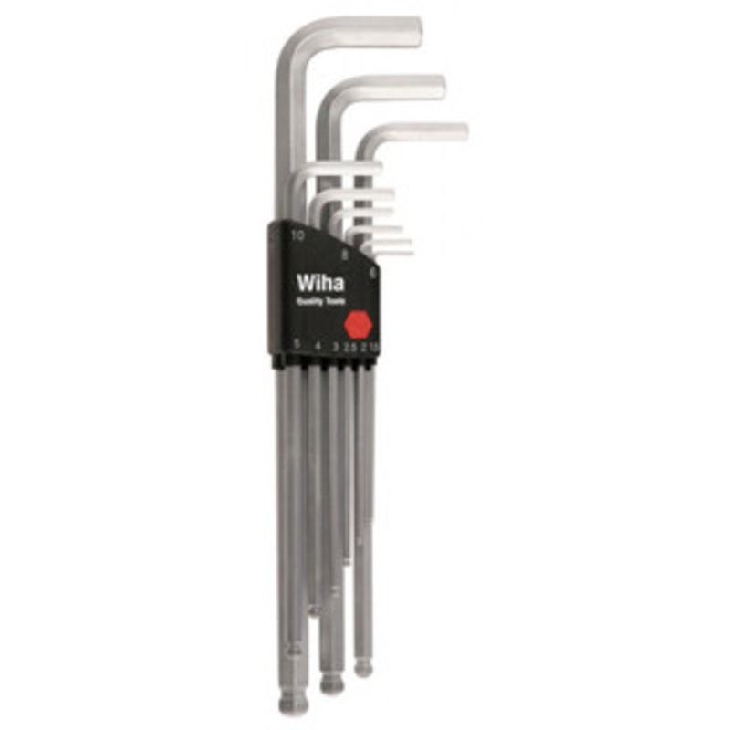 Wiha Ball End Hex L-Key Chrome Metric 9 Piece Set - 66994