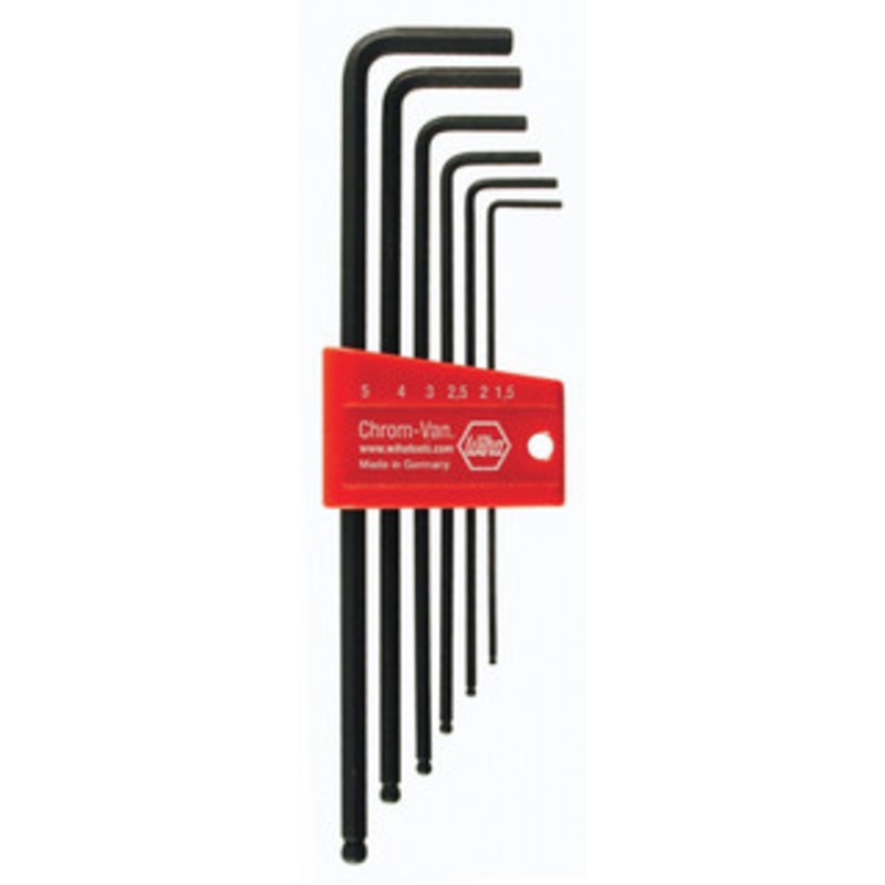 Wiha Ball End Hex Long Arm L-Key Black Metric 6 Piece Set - 36992