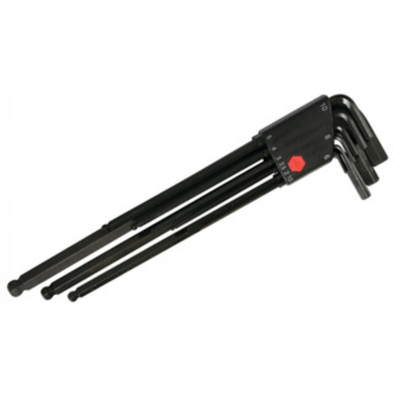 Wiha Ball End Hex Long Arm L-Key Black Metric 9 Piece Set - 36990