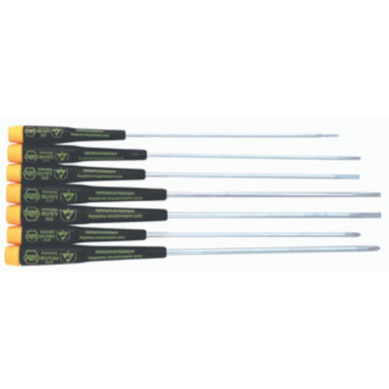 Wiha Extra Long ESD Safe Slotted/Phillips Precision Driver 7 Pc. Set - 27393