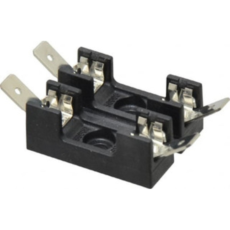 Bussmann 2 Pole, 300 VAC/VDC, 30 Amp, Bolt-in Fuse Block 1/4 Inch Diameter x 1-1/4 Inch Fuse Length, 2 Inch Long x 1-1/8 Inch Wide x 14.3mm High Block, 266F S-8202-2-R - 75382473
