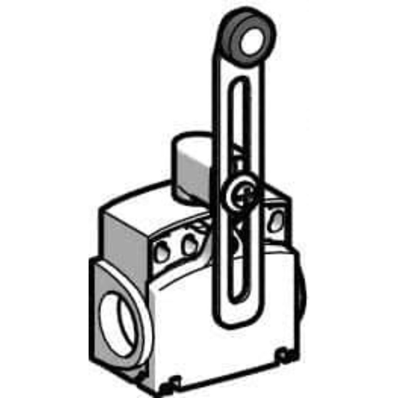 Telemecanique Sensors SPDT, NC/NO, 240 VAC, 250 VDC, Screw Terminal, Roller Lever Actuator, General Purpose Limit Switch 1, 2, 4, 6, 12, 13 NEMA Rating, IP66, IP67 IPR Rating XCKT2145N12 - 59760033