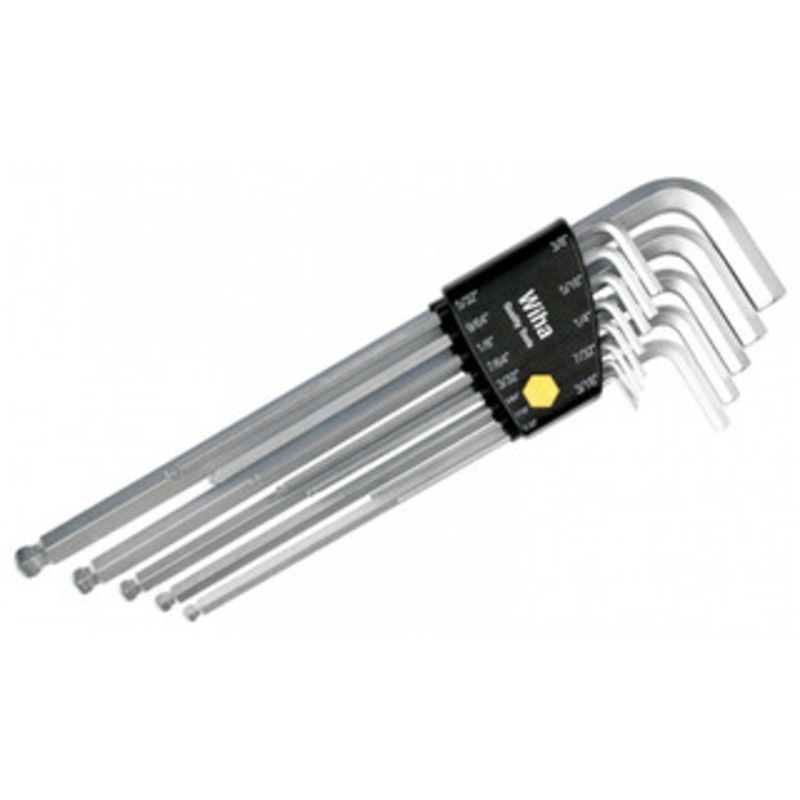 Wiha Ball End Hex Long Arm L-Key Chrome Inch 13 Piece Set - 36998