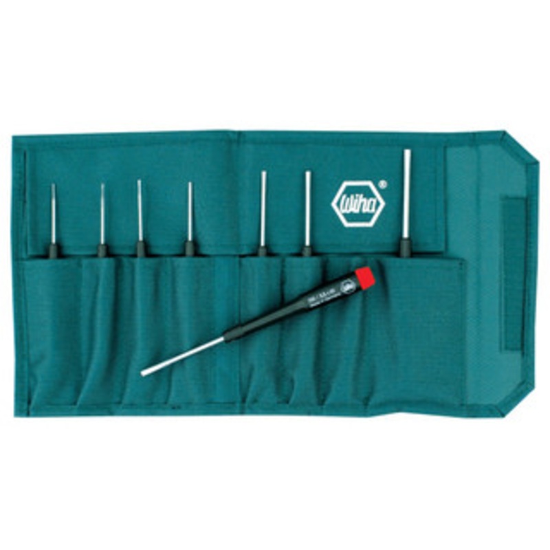 Wiha Precision Slotted Screwdriver 8 Piece Set in Canvas Pouch - 26099