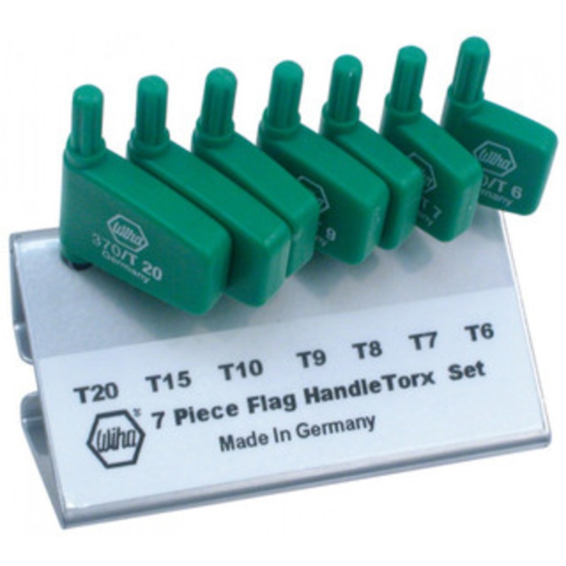 Wiha Torx Flag Handle Screwdriver 7 Piece Set in Metal Stand - 37090