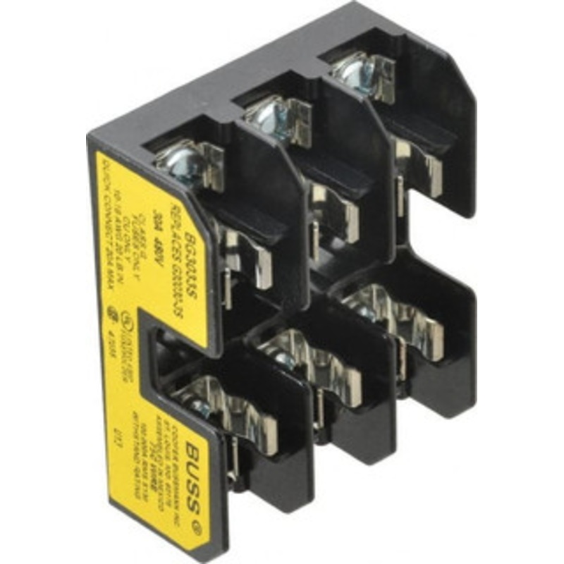 Bussmann 3 Pole, 10 to 14 AWG, 480 VAC/VDC, 30 Amp, DIN Rail Mount Fuse Block 3 Inch Long x 2.38 Inch Wide x 1.22 Inch High Block BG3033S - 84661081