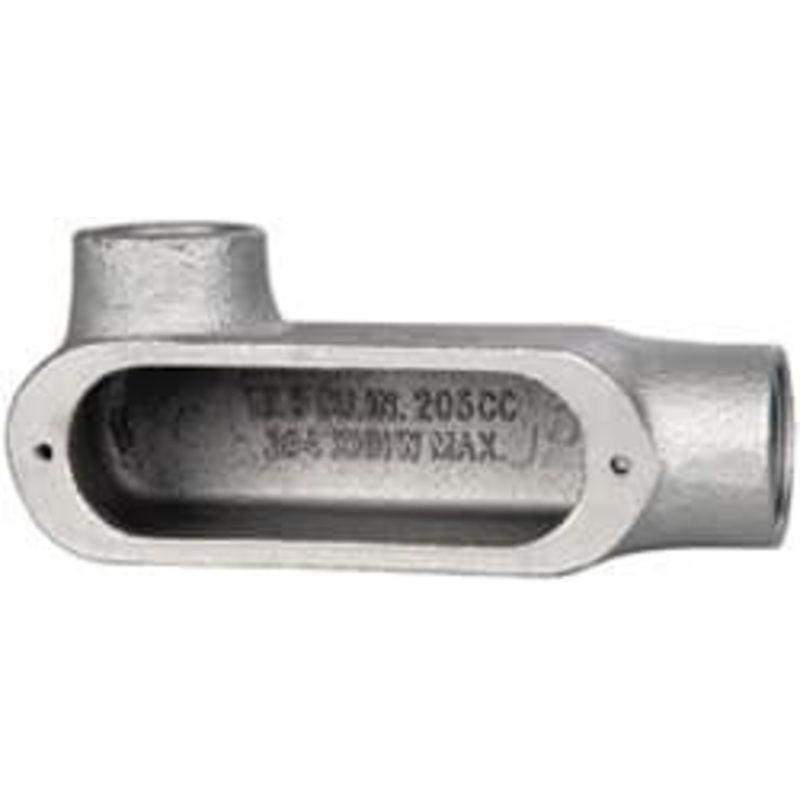 Crouse-Hinds Form 5, LL Body, 1 Trade, Rigid Malleable Iron Conduit Body Oval, 6.2 OAL, 12-1/2 cc Capacity, Gray LL100M - 04505376