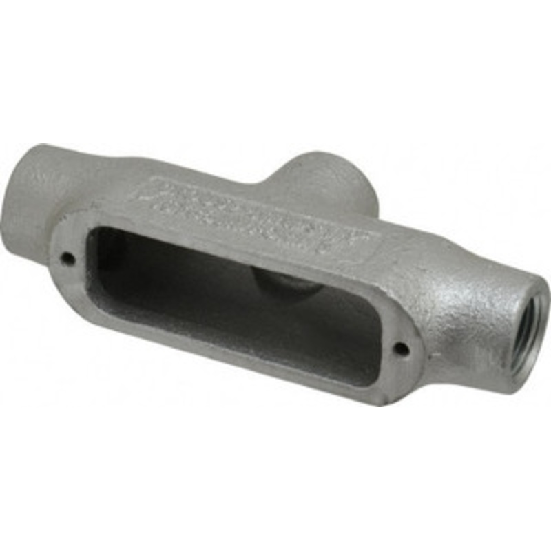 Crouse-Hinds Form 5, TB Body, 1/2 Trade, Rigid Malleable Iron Conduit Body Oval, 5.38 OAL, 6 cc Capacity, Gray TB50M - 04663878