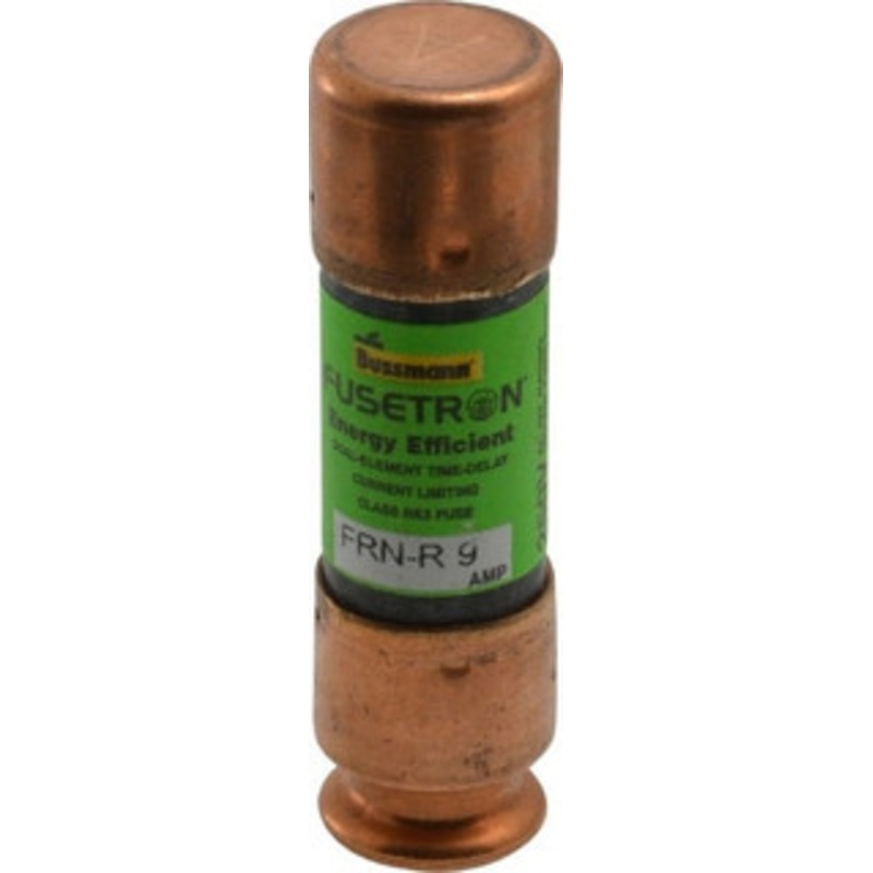 Bussmann 125 VDC, 250 VAC, 9 Amp, Time Delay General Purpose Fuse Fuse Holder Mount, 50.8mm OAL, 20 at DC, 200 (RMS) kA Rating, 9/16 Diam FRN-R-9 - 75908434