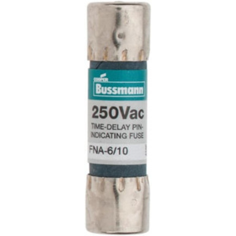 Bussmann 250 VAC, 0.6 Amp, Time Delay Pin Indicator Fuse Fuse Holder Mount, 1-1/2 OAL, 10 at 125 V kA Rating, 13/32 Diam FNA-6/10 - 81739799