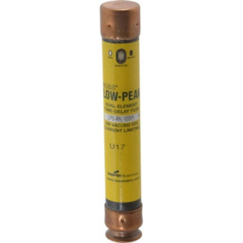 Bussmann 300 VDC, 600 VAC, 10 Amp, Time Delay General Purpose Fuse Fuse Holder Mount, 127mm OAL, 100 at DC, 300 at AC (RMS) kA Rating, 13/16 Diam LPS-RK-10SPI - 92129832