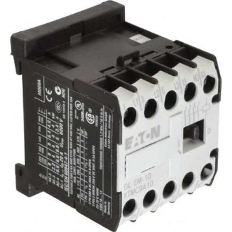 Eaton Cutler-Hammer 3 Pole, 208 Coil VAC at 60 Hz, Nonreversible Open Enclosure IEC Contactor 1 Phase hp: 0.5 at 115 V, 1 at 200 V, 1.5 at 230 V, 3 Phase hp: 2 at 200 V, 3 at 230 V, 5 at 460 V, 5 at 575 V XTMC9A10E - 08805285