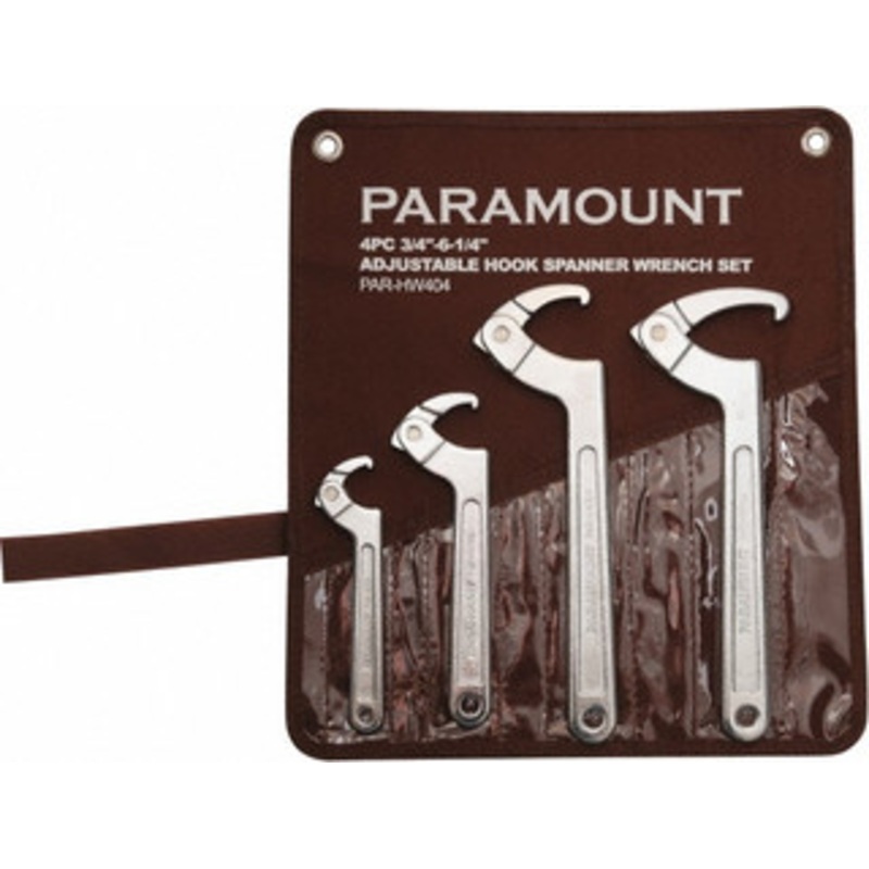 Paramount HW404 Adjustable Hook Spanner Wrench Set, 3/4 to 6-1/4 capacity - 992-639-5