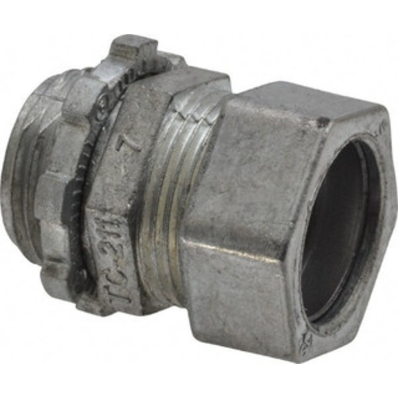 Thomas & Betts 1/2 Trade EMT Conduit Connector Die Cast Zinc, Noninsulated, Straight Connector, Compression Connection TC211SC - 00124305