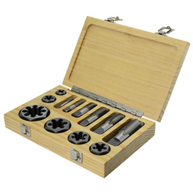 Precise 12 Piece HSS NPT Taper Pipe Tap & Hex Die Set - 1011-3312