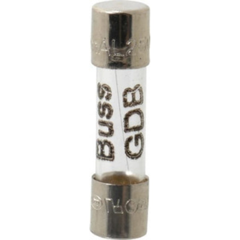 Bussmann 250 VAC, 32 VDC, 0.5 Amp, Fast-Acting Miniature Glass Fuse 20mm OAL, 5mm Diam GDB-500MA - 84680917
