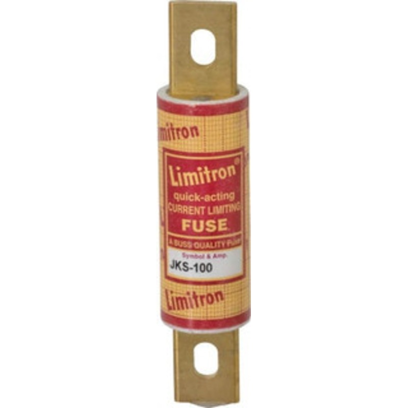 Bussmann 600 VAC, 100 Amp, Fast-Acting General Purpose Fuse Bolt-on Mount, 4-5/8 OAL, 200 (RMS) kA Rating, 1-1/8 Diam JKS-100 - 74975509