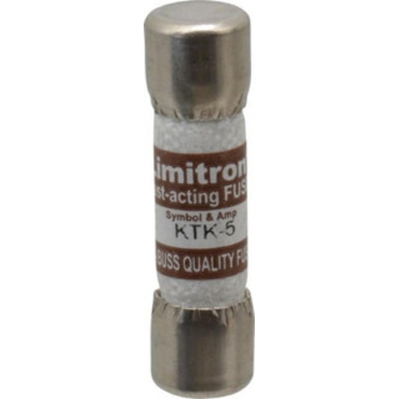 Bussmann 600 VAC, 5 Amp, Fast-Acting General Purpose Fuse Fuse Holder Mount, 1-1/2 OAL, 100 at AC kA Rating, 13/32 Diam KTK-5 - 74974098