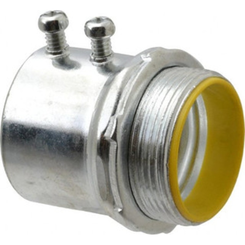 Crouse-Hinds 1-1/2 Trade EMT Conduit Connector Steel, Insulated, Straight Connector, Set Screw Connection 1454 - 04784963