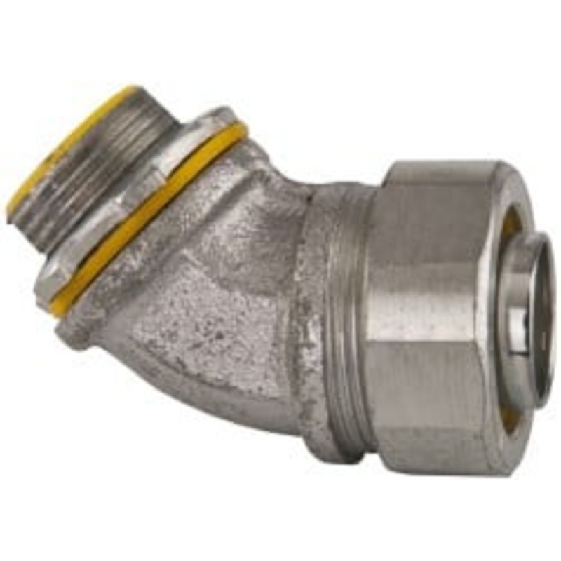 Crouse-Hinds 1 Trade Liquidtight Conduit Connector Malleable Iron, Insulated, Angled Connector, Threaded Connection LTB10045 - 04517488
